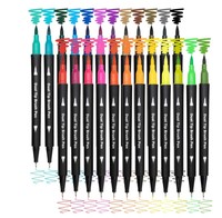 Rotuladores de doble pincel para colorear para niños y adultos, 24 rotuladores de colores, marcadores artísticos de punta fina y pincel
