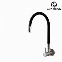 Robinetterie de cuisine murale complète en acier inoxydable 304 moderne, avec robinets d'eau froide à tube noir et laiton de qualité hôtelière