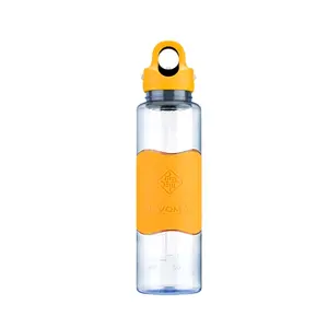 New Arrivals Clear round Plastic Water Bottle drinking water bottle BPA free sport bottle tritan with silicone sleeve