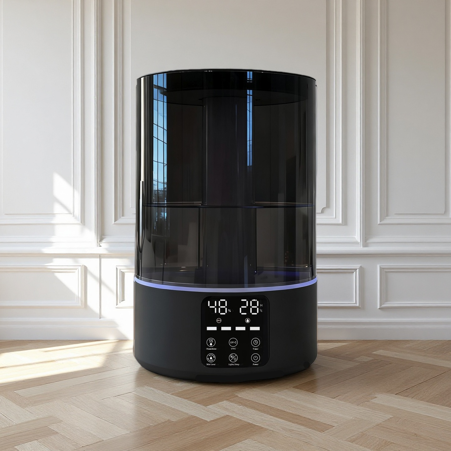 Electric Ultrasonic Low Noise Black 5L Tank Cool Mist Humidifier Sterilization Aromatherapy Color Changing Light For Hotel