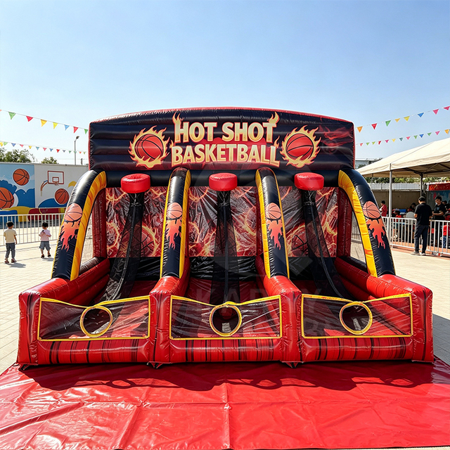3 in 1 Inflatable Basketball Shooting Game With 3 Player Competition Design Outdoor Carnival Sports Equipment for Event Rental