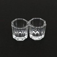 Verre cristal acrylique poudre liquide pour ongles, 1 pièce, coloré, transparent, couvercle de bol, support de tasse, outils d'art des ongles, palette métallique