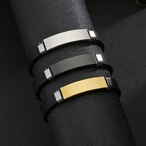 Bracciale Personalizzabile in Acciaio Inossidabile Placcato Oro con Silicone, Nuova Moda, Logo Inciso al Laser per Matrimoni, Vendita all'Ingrosso - Product Image 1