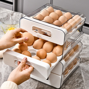 Egg <b>Storage</b> <b>Box</b> Refrigerator Drawer Type <b>Stackable</b> Food Grade Organizer Kitchen Freshness Preservation - Product Image 4