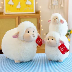 Boneka kambing hewan, mainan domba berdiri lembut lucu putih 22cm