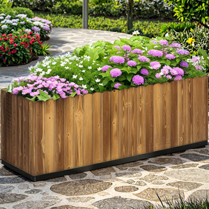 Grande jardinière d'extérieur moderne Jardinière rectangulaire <span class=keywords><strong>en</strong></span> bois <span class=keywords><strong>Pot</strong></span> de fleurs pour légumes et herbes - Product Image 6