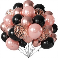 Ensemble de décorations personnalisées de 12 pouces en or rose et ballons noirs pour la fête de mariage, les fiançailles, les anniversaires