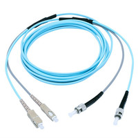 Câble de raccordement fibre optique duplex multimode 50/125 OM3 ST/UPC vers SC/UPC, cordon de brassage fibre optique, câble intérieur blindé