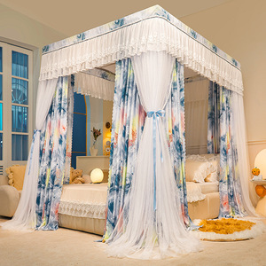 Rideau de lit de luxe épaissi à double pôle et double ombrage intégré pour la maison Imprimés thermiques coupe-vent de princesse <span class=keywords><strong>Moustiquaire</strong></span> - Product Image 2