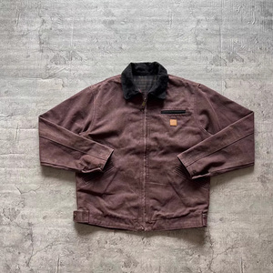 <strong>Jacket</strong> Detroit <strong>Denim</strong> Trucker Heavy Weight Construction Workwear Zip-Up Outerwear American Washed Heavyweight 100% Cotton Zipper - Product Image 1
