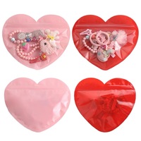 100 pièces/lot de sacs d'emballage pour bijoux en plastique transparent refermables en forme de cœur