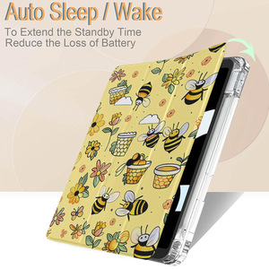 Tùy chỉnh phong cách riêng in PU da đóng mở bìa với rõ ràng Cover quay lại trường hợp máy tính bảng với xây dựng trong chủ bút chì cho <span class=keywords><strong>iPad</strong></span> - Product Image 4