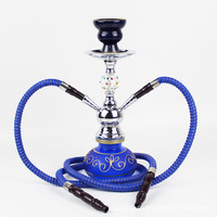 Chicha arabe créative en forme de globe, petite taille, à tube simple ou double, ensemble de chicha en métal finition miroir pour le commerce électronique transfrontalier