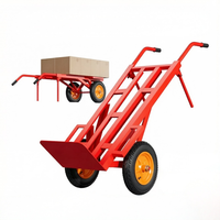 Carretilla de Plataforma Industrial Plegable Roja Personalizada de Acero Inoxidable con 2 Ruedas