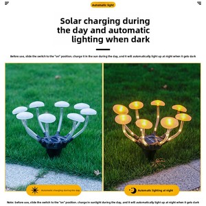 Nouvelle lampe solaire LED en forme de champignon IP65 pour l'extérieur, jardin, balcon, pelouse, arrangement paysager, résistante à la pluie, éclairage au sol - Product Image 2
