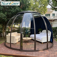 Nuevo diseño de policarbonato personalizado Glamping cúpula geodésica casa tienda jardín cúpula en forma de terraza acristalada para restaurante