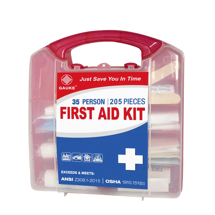 ANSI-equipo de primeros auxilios de emergencia para 35 personas, kit de primeros auxilios transparente para taller