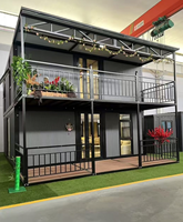 Maison conteneur extensible à double aile personnalisée, unité modulaire préfabriquée à double étage en structure acier pour bureaux et hôtels