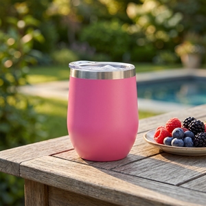 Gobelet à vin isotherme en acier inoxydable de 12 oz avec logo personnalisé, revêtement en poudre, forme d'œuf, tasse thermique, mug à café avec couvercle - Product Image 6