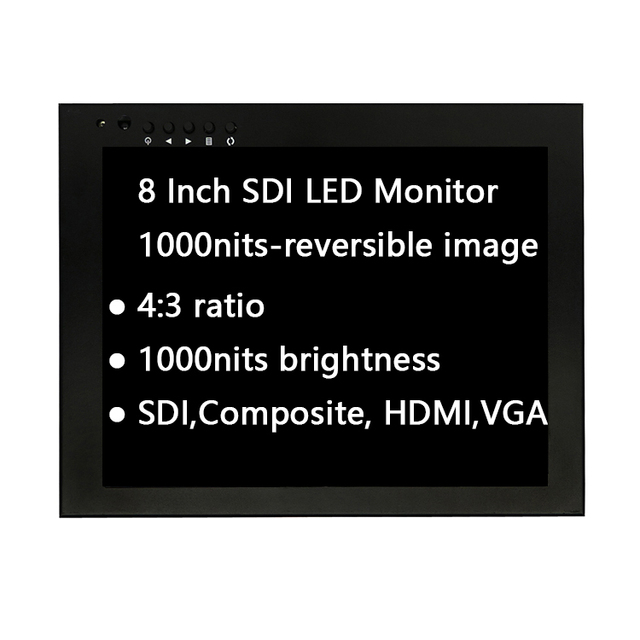 HUGVIEW 8 Inch Reversible Monitor 1000 Nits With SDI - 4 X 3 HD-SDI, Composite, HDM & VGA Inputs