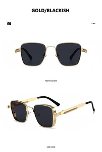 Lunettes de soleil carrées rétro à monture métallique, protection UV, pour hommes et femmes, idéales pour la pêche et les voyages - Product Image 6