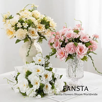Buket Mawar Allium 5 Tangkai Buatan Tangan, Buket Mawar Buatan dari Sutra untuk Pernikahan, Pengantin, dan Tahun Baru