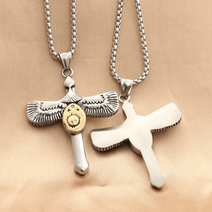 Men's Stainless Steel <b>Cross</b> Eagle Pendant Necklace Geometric Design Gift 280304 - Product Image 2
