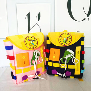 Montessori ransel sensorik mainan taman kanak-kanak merasa papan sibuk usia 1-5 tas sekolah kartun ritsleting Autistic balita hadiah - Product Image 1