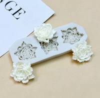 3D Rosenblüten-Silikonform DIY Kerzenherstellung Flexible Blumen-Seifenform Harz-Ton-Schokoladen-Backform Kuchendekoration Werkzeug
