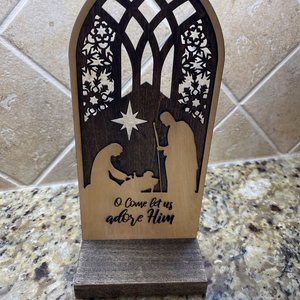 Artesanía Cristiana Navideña Personalizada, Escena <span class=keywords><strong>de</strong></span> la Natividad <span class=keywords><strong>de</strong></span> Jesús en Madera Cortada con Láser - Product Image 4