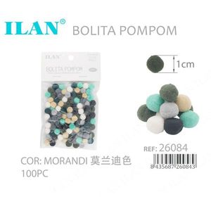 Ilan Bolita Pompom 1Cm Couleur Morandi 100Pc Décoration artisanale - Product Image 1
