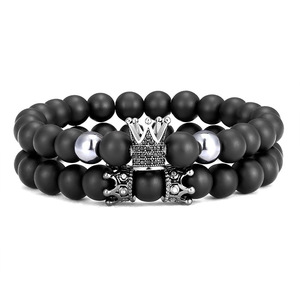 2025 New Wholesale <b>Mens</b> Fashion Jewelry Diamond Crown Natural Stone Matte <b>Beaded</b> <b>Men's</b> Set <b>Bracelet</b> - Product Image 2