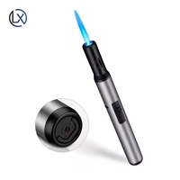 Luxin Bleu Jet Flamme Briquet Rechargeable Butane Gaz Stylo Coupe-Vent Sécurité Serrure Camping Torche pour Cigarette BBQ Cigare Métal Personnalisé