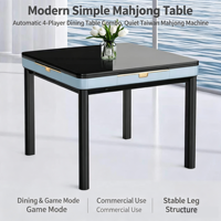 Table de Mahjong Automatique Style Moderne 4 Sorties Silencieuse Carrée 2-en-1 : Table à Manger et de Jeu pour Usage Commercial et Domestique