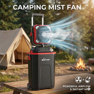 <span class=keywords><strong>Ventilateur</strong></span> rafraîchisseur d'air portable sur roulettes avec réservoir de brume haute capacité pour camping extérieur, batterie au lithium rechargeable et lumière LED – Offre Spéciale - Product Image 1