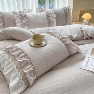 Juego <span class=keywords><strong>de</strong></span> cama con volantes 3D <span class=keywords><strong>de</strong></span> estilo <span class=keywords><strong>princesa</strong></span> con bloque <span class=keywords><strong>de</strong></span> color multicapa <span class=keywords><strong>de</strong></span> tamaño japonés (<span class=keywords><strong>4</strong></span> piezas)-Diseño <span class=keywords><strong>de</strong></span> moda Ombre con volantes en capas - Product Image 4