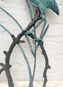 รูปปั้นนกสักหลาดโบราณอุปกรณ์จัดงานทำมือรูปปั้นเครนสำเร็จรูปสีเขียวประดับสวนของตกแต่งบ้าน - Product Image 3