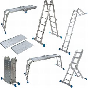 Échelle télescopique pliante multifonctionnelle industrielle en alliage d'aluminium moderne et portable, certifiée - Product Image 1