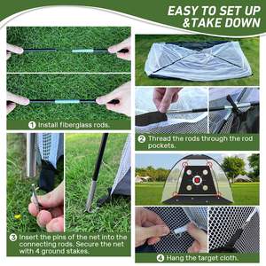 Red de Práctica de Golf al Aire Libre de 10x7 Pies con Alfombrilla Todo en Uno para Práctica de Driving, Chipping y Swing en el Patio Trasero con Diana de Arquería, Pelotas y Bolsa - Product Image 4