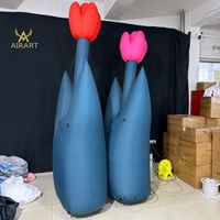 Fleur de tulipe gonflable de haute qualité avec lumière LED intégrée pour la décoration d'expositions et de festivals, fleur gonflable avec souffleur d'air