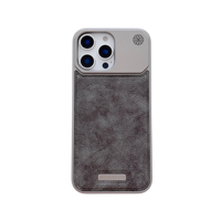 Étui de téléphone portable en cuir gris personnalisable de haute qualité pour 16 Pro Max étanche antichoc Compatible sans fil