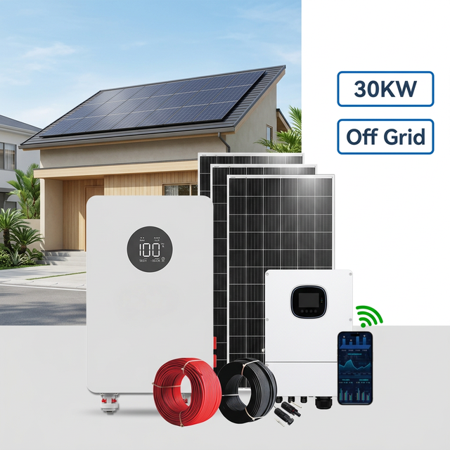 10/20/30KW Off-Grid Solar Power System 30KWh Battery Storage | All-in-One MPPT Solar System for Home - 10-Year Warranty