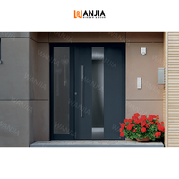 WANJIA Vente en gros Maison Porte d'entrée extérieure en aluminium moderne sur mesure Anti-effraction Design de grille Porte de sécurité principale