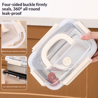 Boîte de rangement alimentaire empilable en acier inoxydable, antibactérienne, avec couvercle, organisateur de réfrigérateur, boîte à lunch carrée, bol de préparation pour hot pot