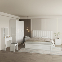 Ensemble de meubles de chambre à coucher moderne en bois, taille Queen, finition brillante, avec rangement, 1,5 m – Offre spéciale