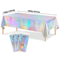 Nappe de table jetable moderne brillante effet laser pour fêtes, anniversaires, mariages, événements – Lot en gros irisé holographique