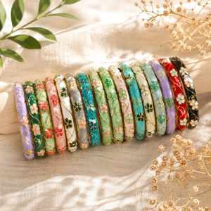 Wholesale Chinese Style Travel Gift Color Drop Spring Open <b>Bracelet</b> Peony Cloisonne Ladies Vintage Enamel Bangles for Gift Party - Product Image 5