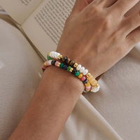 Bracelet Chaîne à Maillons en Acier Inoxydable avec Pierre Naturelle Aventurine Verte et Perles Heishi de Culture d'Eau Douce, Décoration Manuelle Personnalisée