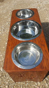 Wooden Pet Feeding Station <b>Raised</b> Feeder 3 <b>Bowl</b> <b>Dog</b> Stand - Product Image 3