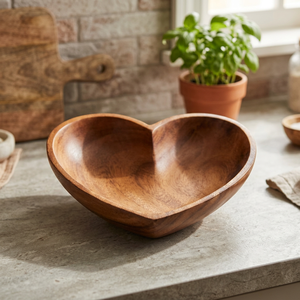 Bol de service à salade vintage en bois d'acacia poli, écologique et durable, de qualité supérieure, 0,4 kg, vente en gros, pour fêtes, Inde BS - Product Image 1